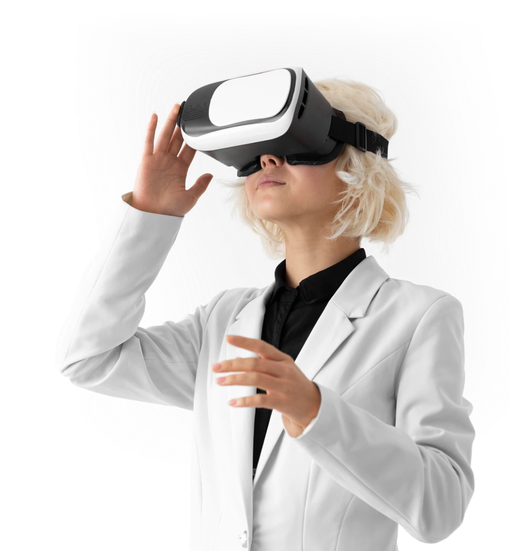 Woman in VR goggles